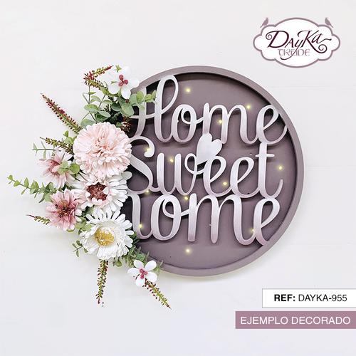 CORONA DE MADERA CON MENSAJE “HOME SWEET HOME” + LUCES LED Dayka-955